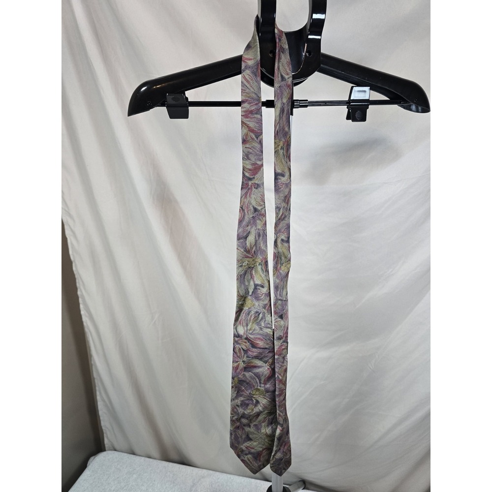 Vintage Justin David Silk Floral Tie Handmade In The USA